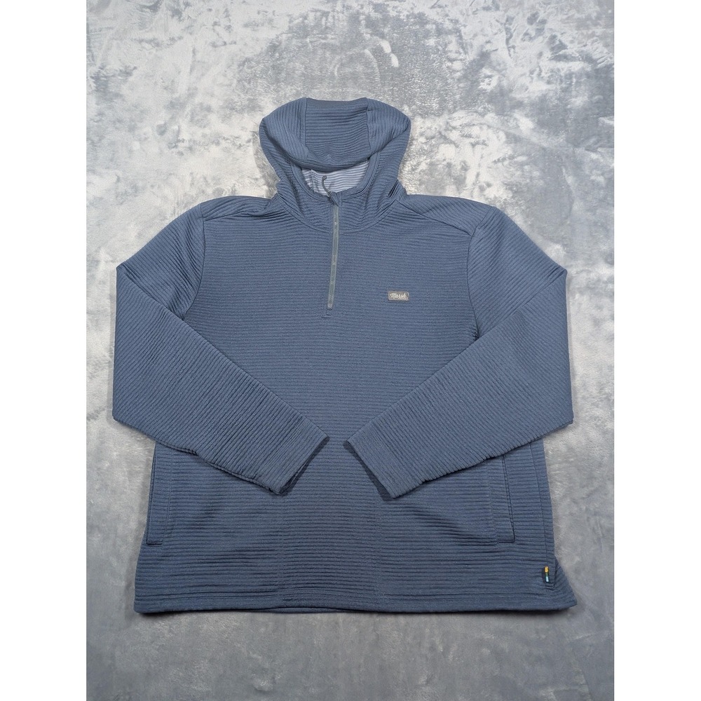 Marsh Wear Hoodie Mens Big 2XL Blue Quarter Zip Fleece Pullover Pockets Textured